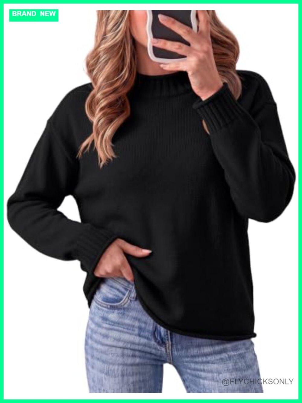 LOMON Women's Oversized Sweater Long Sleeve Mock Neck Pullover Casual